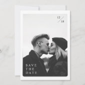 Minimalistische typografie foto bruiloft Save the  Kaart (Voorkant)