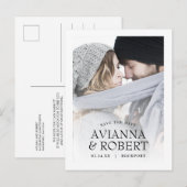 Minimalistische typografie Foto De datum opslaan Aankondigingskaart (Voorkant / Achterkant)