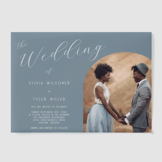 Minimalistische typografie foto vellum uitnodigingen (Voorkant)