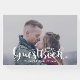 Minimalistische typografie Fotohuwelijksgastenboek Gastenboek