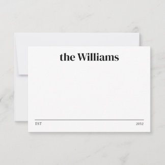 Minimalistische typografie gevestigde familienaam notitiekaartje