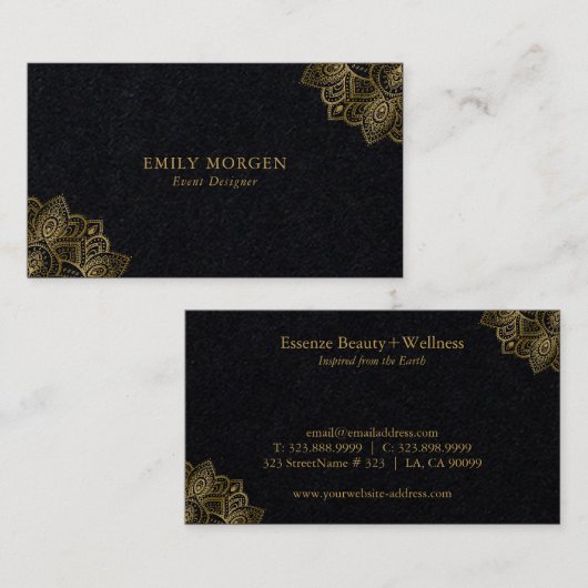 Minimalistische typografie Gold Tribal Paisley Acc Visitekaartje (Voorkant / Achterkant)