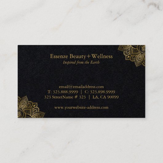 Minimalistische typografie Gold Tribal Paisley Acc Visitekaartje (Achterkant)