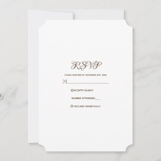 Minimalistische Typografie Goud & Wit Huwelijk RSV Kaart (Voorkant)