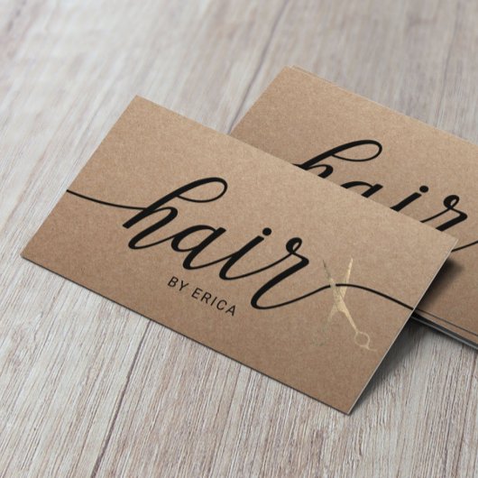 Minimalistische typografie Hair Salon Rustic Kraft Visitekaartje
