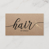 Minimalistische typografie Hair Salon Rustic Kraft Visitekaartje (Voorkant)