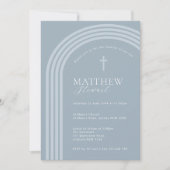 Minimalistische Typografie half boog blauw doopsel Kaart (Voorkant)