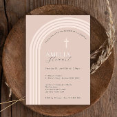 Minimalistische Typografie halve boog beige doop Kaart