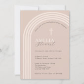 Minimalistische Typografie halve boog beige doop Kaart (Voorkant)