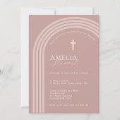 Minimalistische Typografie halve boog roze doop Kaart (Voorkant)