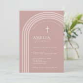 Minimalistische Typografie halve boog roze doop Kaart (Staand voorkant)