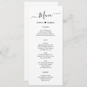 Minimalistische Typografie Hart Bruiloft Menu Kaar (Voorkant / Achterkant)