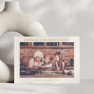 Minimalistische typografie Horizontale foto Kerstm Feestdagenkaart