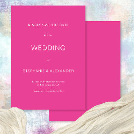 Minimalistische typografie Hot Pink Wedding Save The Date