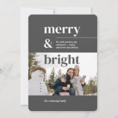 Minimalistische typografie in houtskool Merry Brig Feestdagenkaart (Voorkant)
