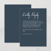 Minimalistische typografie Indigo Blue RSVP Kaartje (Voorkant / Achterkant)