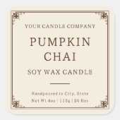  Minimalistische Typografie Kaars Cosmetisch Vierkante Sticker (Voorkant)