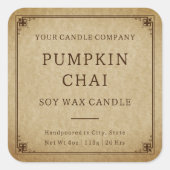  Minimalistische Typografie Kaars Cosmetisch Vierkante Sticker (Voorkant)