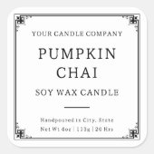  Minimalistische Typografie Kaars Cosmetisch Vierkante Sticker (Voorkant)