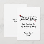 Minimalistische Typografie Kalligrafie Verjaardag Bedankkaart (Voorkant / Achterkant)