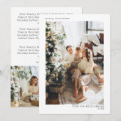 Minimalistische typografie Kerstmis twee 2 fotobri Feestdagenkaart (Voorkant / Achterkant)