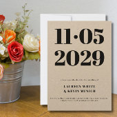 Minimalistische typografie Kraft Bewaar de datum Kaart