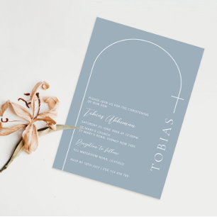 Minimalistische Typografie kruis blauwe boogdoop Kaart