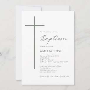 Minimalistische typografie kruisdoop kaart