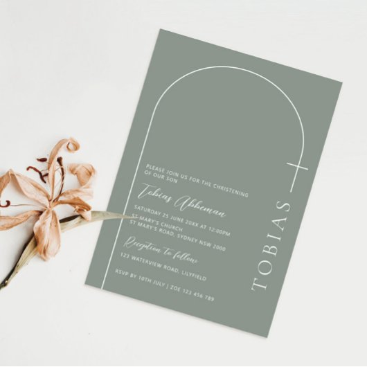 Minimalistische Typografie kruiswijze boogdoop Kaart