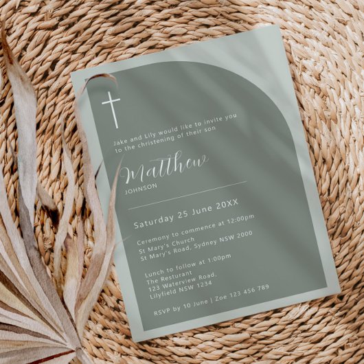 Minimalistische Typografie kruiswijze boogdoop Kaart