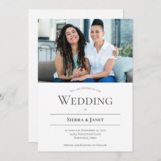 Minimalistische Typografie LGBTQ-fotoweddenschap Kaart (Voorkant / Achterkant)