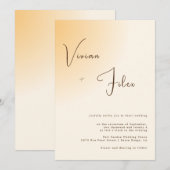 Minimalistische typografie lichte oranje trouwdag kaart (Voorkant / Achterkant)