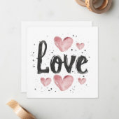 Minimalistische typografie Love Valentijnsdag Kaar Notitiekaartje (Voorkant / Achterkant in situ)