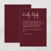 Minimalistische typografie Maroon RSVP Kaartje (Voorkant / Achterkant)
