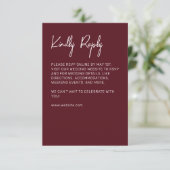 Minimalistische typografie Maroon RSVP Kaartje (Staand voorkant)