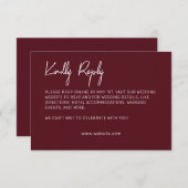 Minimalistische typografie Maroon RSVP Kaartje (Voorkant / Achterkant)