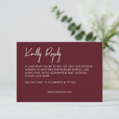 Minimalistische typografie Maroon RSVP Kaartje (Staand voorkant)