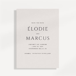 Minimalistische typografie moderne save the date C Kaart
