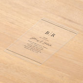 Minimalistische typografie Monogram bruiloft Acryl Uitnodigingen (Laagn)