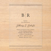 Minimalistische typografie Monogram bruiloft Acryl Uitnodigingen (Voorkant)