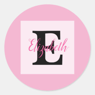 Minimalistische typografie monogram naam ronde sticker