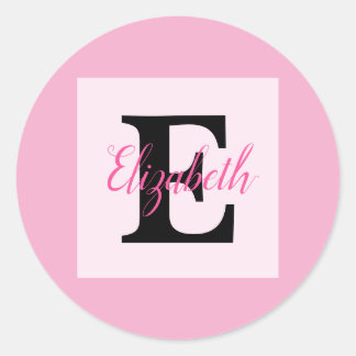 Minimalistische typografie monogram naam ronde sticker