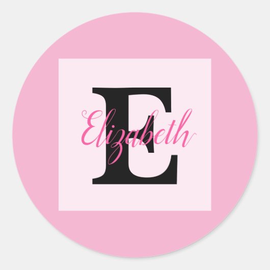 Minimalistische typografie monogram naam ronde sticker (Voorkant)