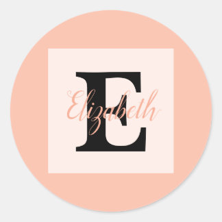 Minimalistische typografie monogram naam  ronde sticker