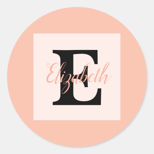 Minimalistische typografie monogram naam ronde sticker (Voorkant)