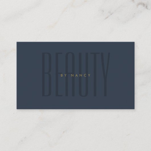 Minimalistische Typografie Navy Blue Beauty Salon Visitekaartje (Voorkant)