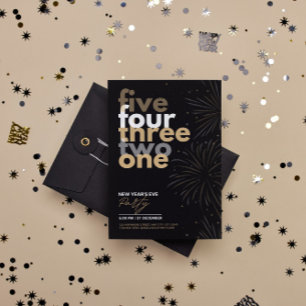 Minimalistische typografie, New Years Party Invite Kaart