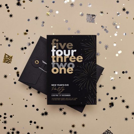 Minimalistische typografie, New Years Party Invite Kaart