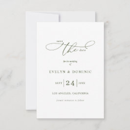 Minimalistische typografie Olijfgroene Trouw  Save The Date