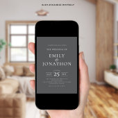 Minimalistische Typografie QR Code Trouwgrijs Kaart